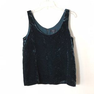 EUC J.Crew Emerald Forest Green Velvet Tank Top Size 0 Sleeveless